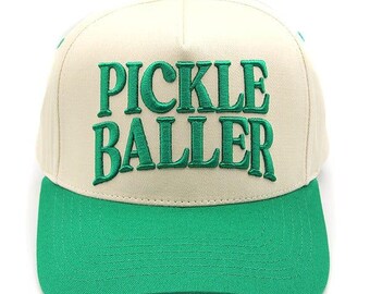 Pickle Baller Embroidered Trucker Hat - Embroidered Vintage Baseball Cap - Distressed Baseball Cap