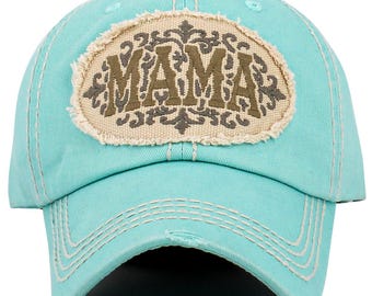 MAMA Vintage Baseball Cap Embroidered Vintage Baseball Cap - Distressed Baseball Cap