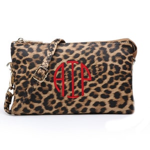 Umhängetasche mit Tiermotiv, individuell bestickte Giraffen- oder Leopardenmuster aus veganem Leder, kleine Tasche, personalisiertes Geschenk für Frauen