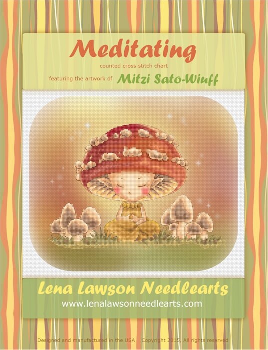 Meditating Mushroom Sprite Mitzi Sato Wiuff Cross Stitch Chart Pattern