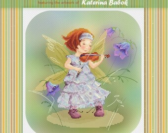 Fairy with Violin - Katerina Babok Girls Cross Stitch and Needlepoint Chart Pattern