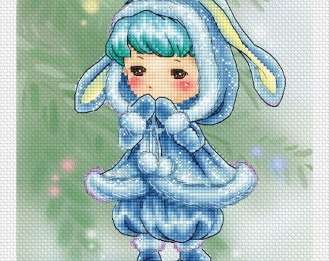 Bunny Blue Mitzi Sato-Wiuff - Cross stitch Chart Pattern