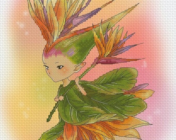 Bird of Paradise Sprite Mitzi Sato-Wiuff - Cross stitch Chart Pattern