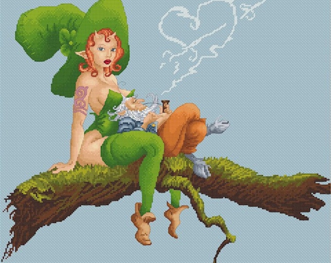 Cross Stitch Chart  Date Fairy and Leprechaun by Pascal Moguerou Fantasy Art