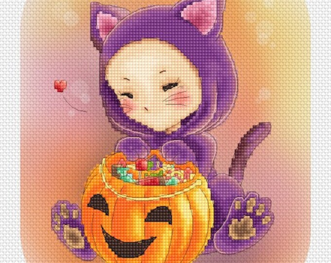 Scaredy Cat Mitzi Sato-Wiuff - Cross stitch Chart Pattern