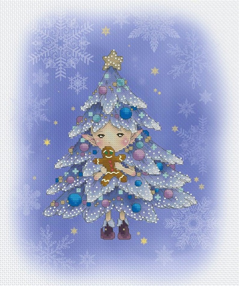 Christmas Tree Sprite Mitzi Satowiuff Cross Stitch Chart Etsy