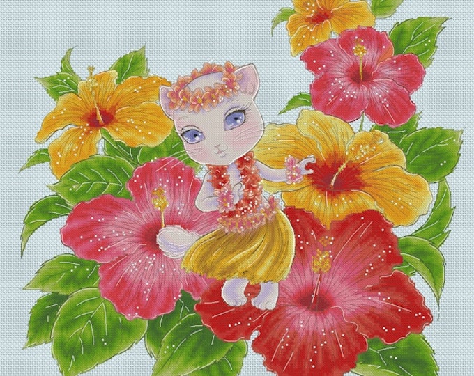 Hawaiian Dancer Sprite Mitzi Sato-Wiuff - Cross stitch Chart Pattern