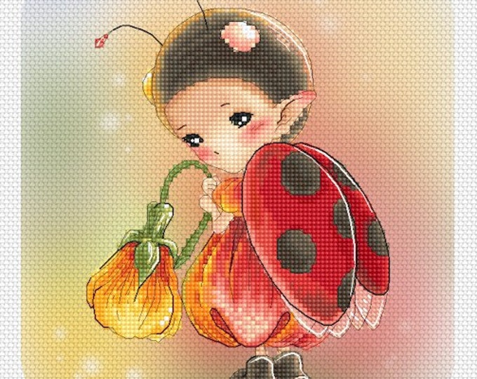 Cross stitch Chart Pattern Flower Sprites -  Ladybug Sprite