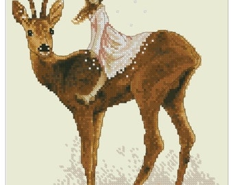 Cross Stitch Chart Fairy Deer - Art of Jean-Baptiste Monge