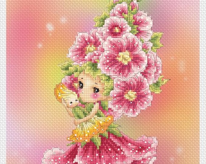 Hollyhock Sprite Mitzi Sato-Wiuff - Cross stitch Chart Pattern