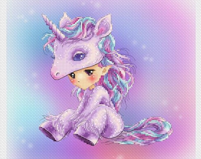 Unicorn Baby Sprite Mitzi Sato-Wiuff - Cross stitch Chart Pattern
