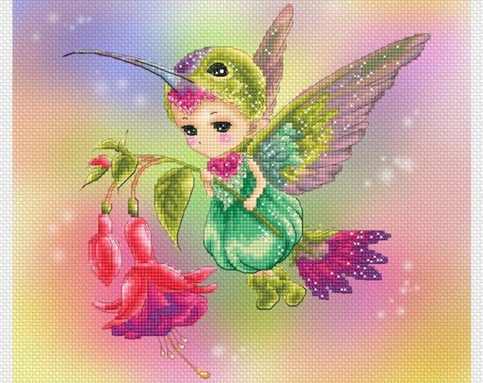 Hummingbird Sprite Mitzi Sato-Wiuff - Cross stitch Chart Pattern