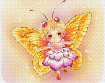 Butterfly Yellow Sprite Mitzi Sato-Wiuff - Cross stitch Chart Pattern