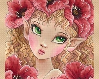 Big Eyes Poppy Fairy Mitzi Sato-Wiuff - Cross stitch Chart Pattern