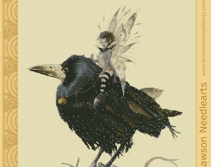 Cross Stitch Chart The Raven Queen Fantasy Lena Lawson Needlearts - Art of Jean-Baptiste Monge