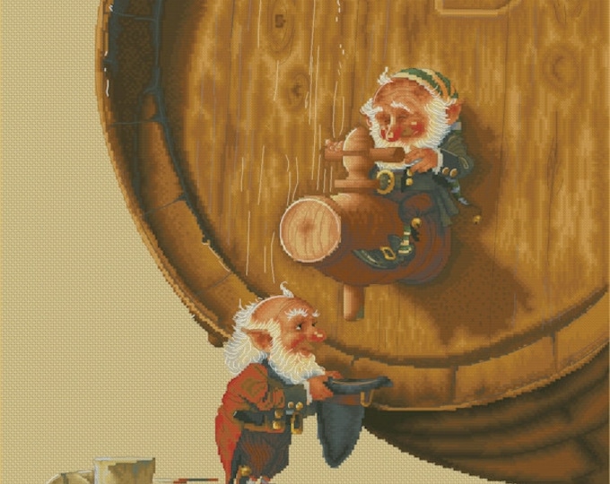 Cross Stitch Chart Two Gnomes Just a Smidgen by Jean-Baptiste Monge