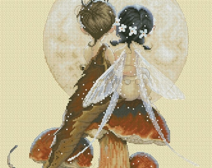 Cross Stitch Chart Fairies Lovers Jean-Baptiste Monge