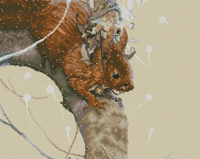 Cross Stitch Chart Gnome on Squirrel Fairies by Jean-Baptiste Monge