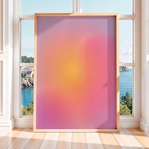 Pink Gradient Print, Abstract Minimalist Poster, Aura Prints Pink Orange, Blurred Gradient Poster, Good Energy Print