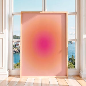 Orange Aura Gradient Print : Apricot Gradient Poster, Apartment Room Decor, Digital Download