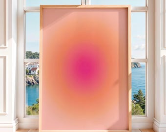 Orange Aura Digital Download Print, Gradient Poster, Apartment Decor
