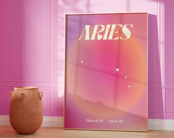 Aries wall art | Aries Star Sign | Aries Print | Aries printable art | aries print gift | Aries poster