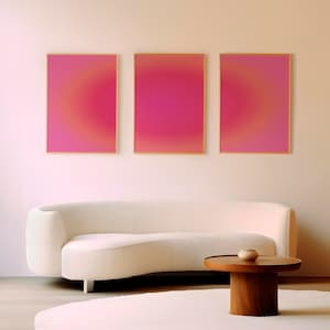 Red Wall Art Set Pink Orange Aura Print Pinterest Apartment Decor Trendy Poster Set