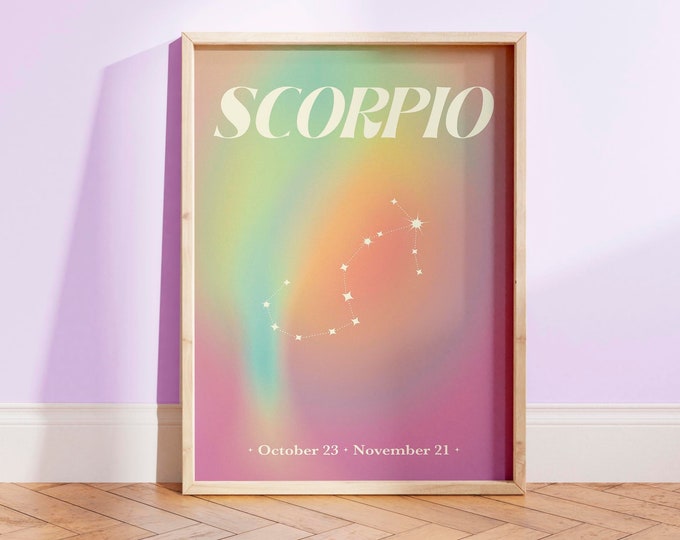 Scorpio wall art| scorpio star sign | scorpio gift | scorpio print | Scorpio aura print  | SCORPIO DECOR