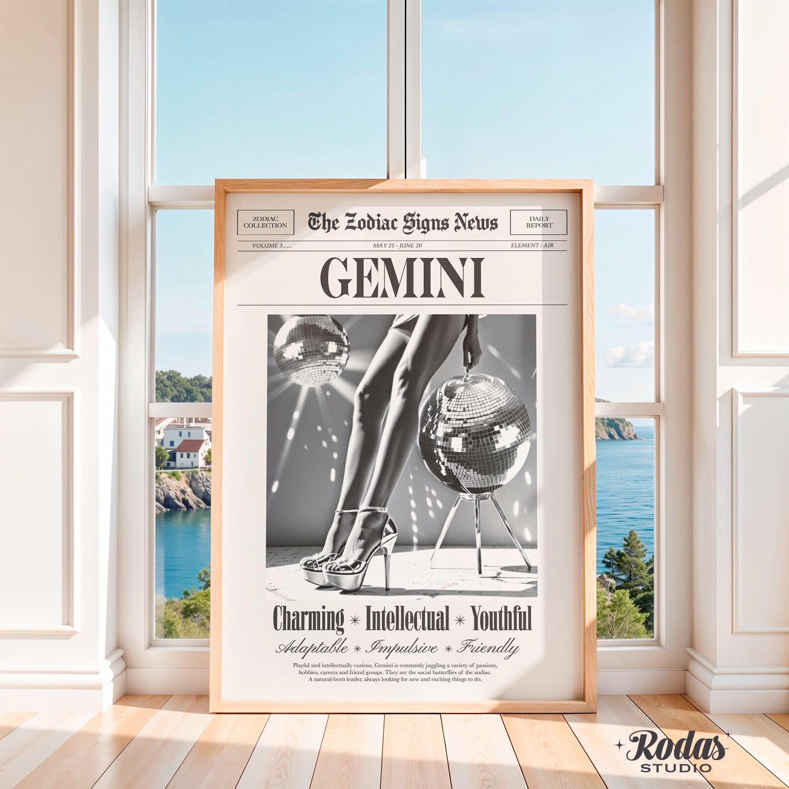 Gemini Zodiac Wall Art, Gemini Home Decor, Retro Zodiac Print ...