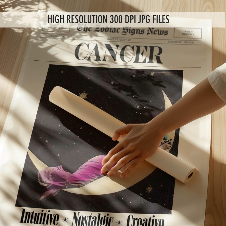 Cancer Wall Art, Cancer Star Sign Print, Zodiac Sign Wall Art, Digital ...