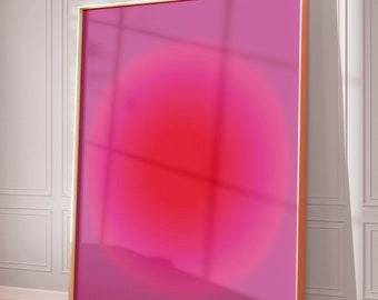 Red Aura Poster Print, Colorful Aura Prints, Minimalist Gradient Print, Aura Artwork, Manifestation Energy Print