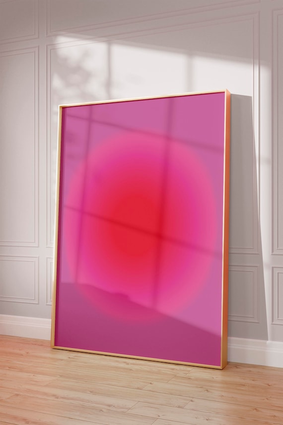Aura Art Decor,Red Gradient Art Print, Positive Aura Wall Art, Abstract Wall Decor, Digital Download