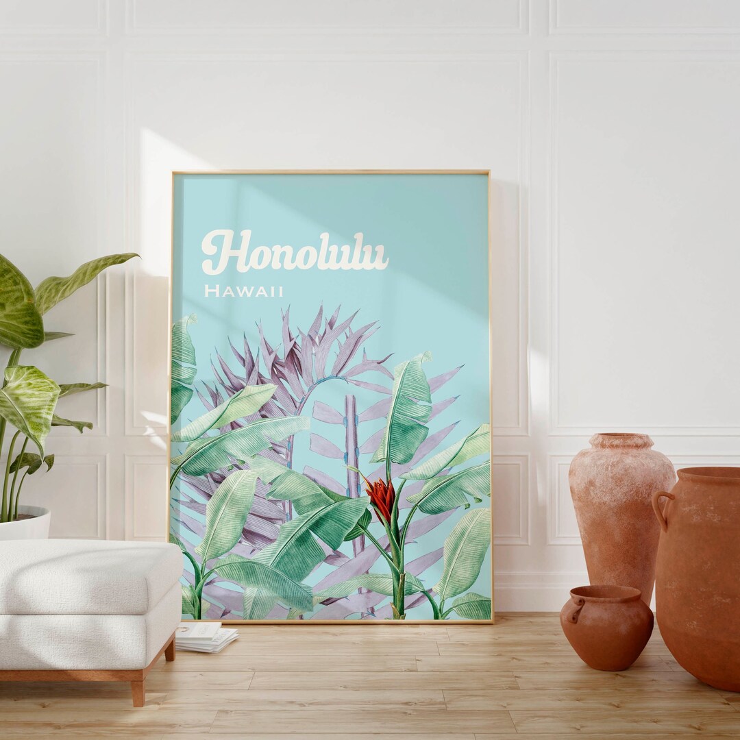 Honolulu Print Honolulu Poster honolulu Wall Art Hawaii Etsy