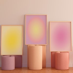 Aura Wall Art Set of 3 Aura Print No Words Color Gradient Poster Gradient Art Work