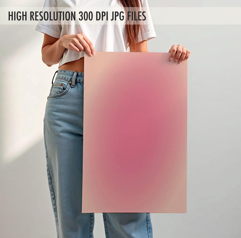 Peach Pink Gradient Art Print, Aura Wall Art, Positive energy Art Print, Digital Download image 3