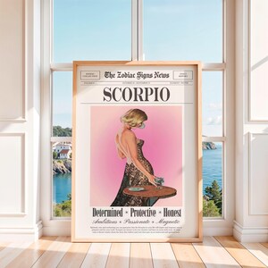 Scorpio Art Prints , Retro Zodiac Prints, Scorpio Zodiac Poster, Digital Download image 4