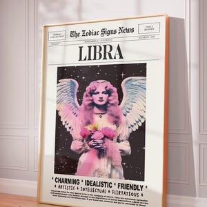 Libra Wall Art Retro Newspaper Print, Libra Horoscope Decor, Libra Retro Style Print, Libra Vintage Style Print, Libra Wall Decor