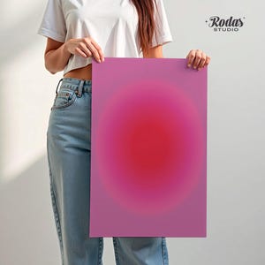 Aura Art Decor,Red Gradient Art Print, Positive Aura Wall Art, Abstract Wall Decor, Digital Download image 5
