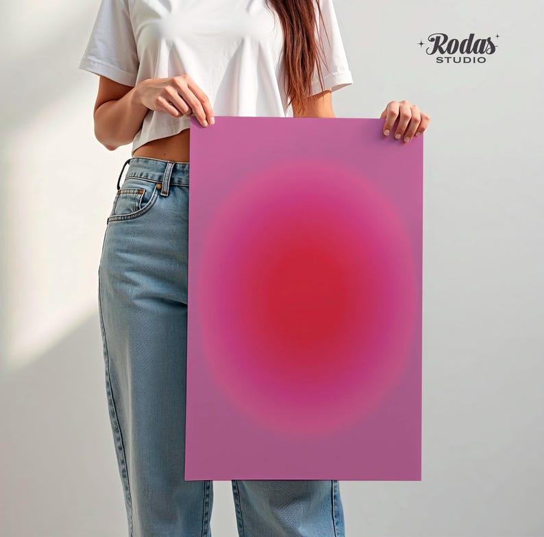 Aura Art Decor,Red Gradient Art Print, Positive Aura Wall Art, Abstract Wall Decor, Digital Download image 5
