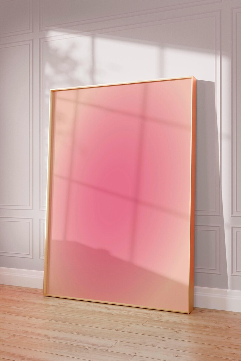Peach Pink Gradient Art Print, Aura Wall Art, Positive energy Art Print, Digital Download image 2