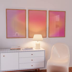Gradient Aura Art Print Set, Pink Orange Ombre (Digital Download)