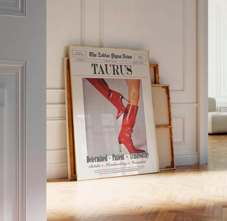Taurus Wall Art, Taurus Zodiac Print, Taurus Printable, Taurus Star Sign Poster, Digital Download image 1