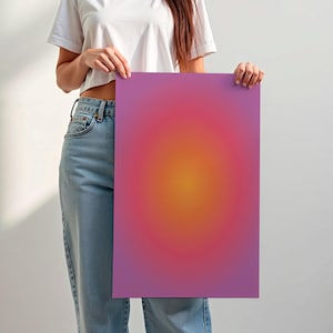 Aura Art Decor, abstrakcyjny wydruk artystyczny, kolorowy gradient, plakat z pozytywną energią, pobieranie cyfrowe zdjęcie 4