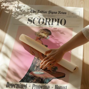 Scorpio Art Prints , Retro Zodiac Prints, Scorpio Zodiac Poster, Digital Download image 3