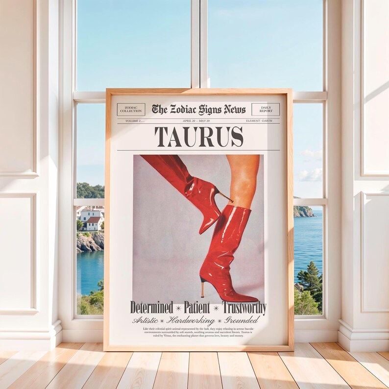 Taurus Wall Art, Taurus Zodiac Print, Taurus Printable, Taurus Star Sign Poster, Digital Download image 2
