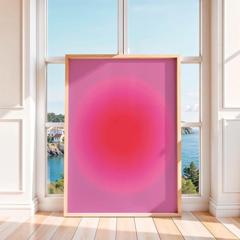 Aura Art Decor,Red Gradient Art Print, Positive Aura Wall Art, Abstract Wall Decor, Digital Download image 2