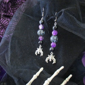 Black and Purple Bat Earrings