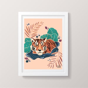 Water Play - Tiger Art Print