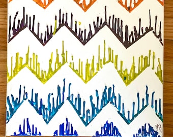 Chevron Melted Crayon Art- Stretched Canvas- gift ideas- handmade- Crayola-unique