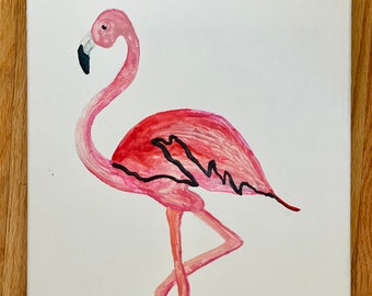 Flamingo Melted Crayon Art-11X14 inch canvas- non profit support- unique handmade art work